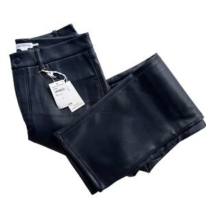 Good American Women's 14 Ink Blue Good Icon Faux Leather Pants Straight #GIL000T